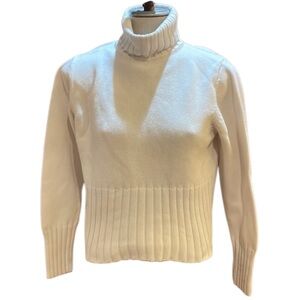 Vintage Pierre Cardin sweater pullover turtleneck 100% cotton white women size L